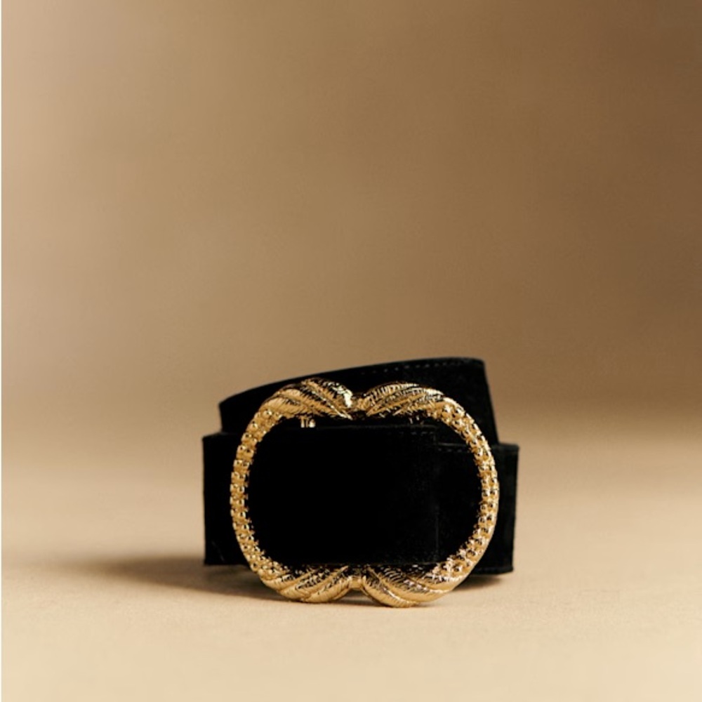 Sézane Artemis Belt - Intense Black, size 80